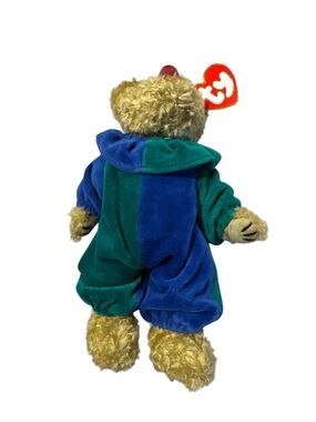 Ty Plush Bear in Blue and Green Hooded Outfit